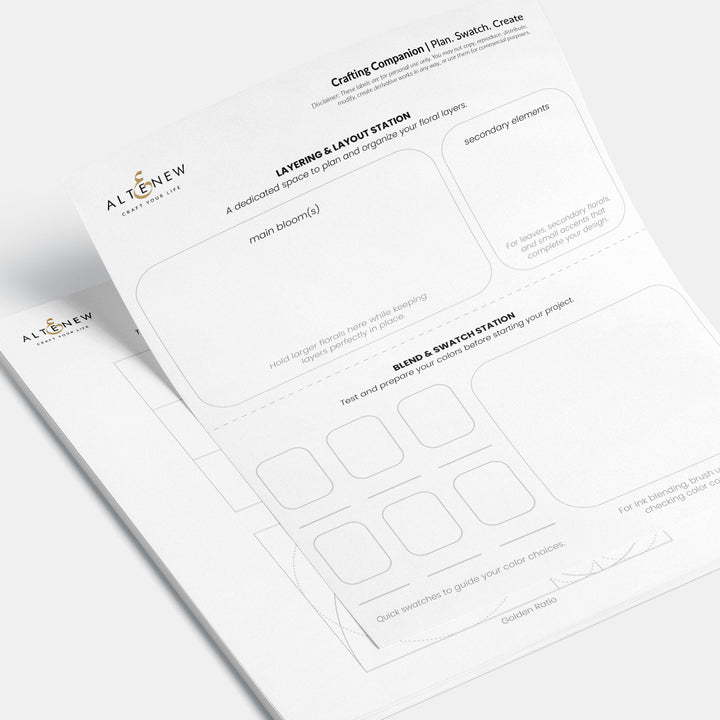 Printable Crafting Companion | Card Layout Planner & Color Swatching Sheet - Altenew