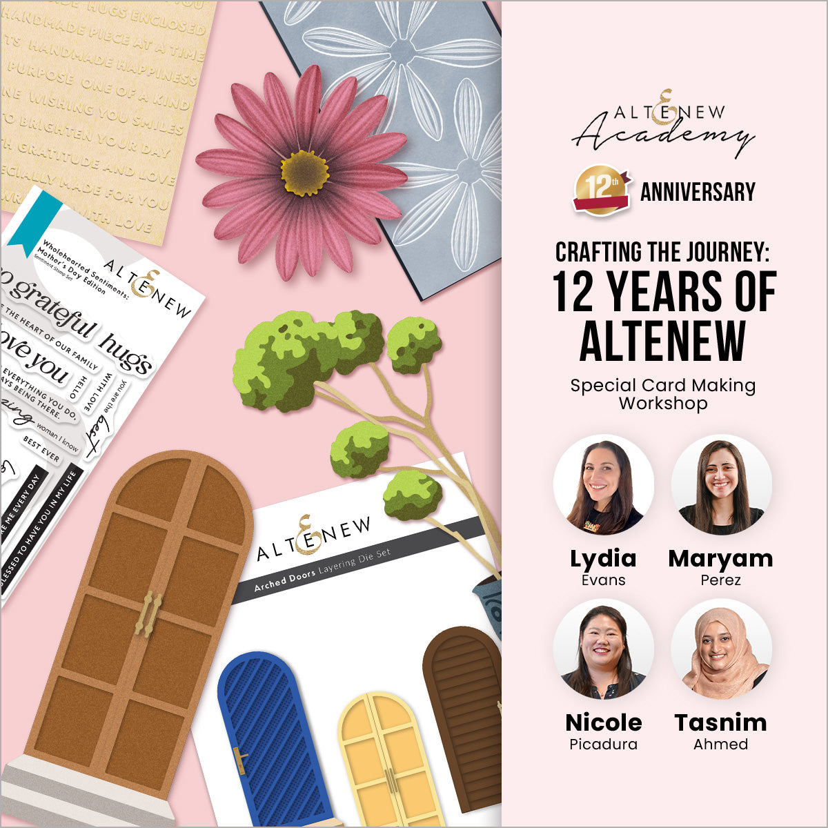 Altenew Crafting the Journey 12 Years special workshop label, celebrating Altenew's anniversary with creative design elements.