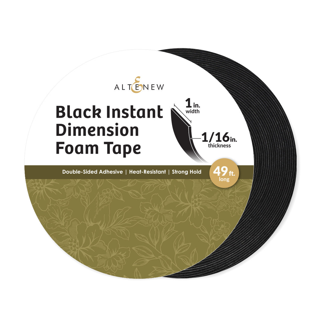 Black Instant Dimension Foam Tape - 1/16'' x 1'' x 15m - Altenew