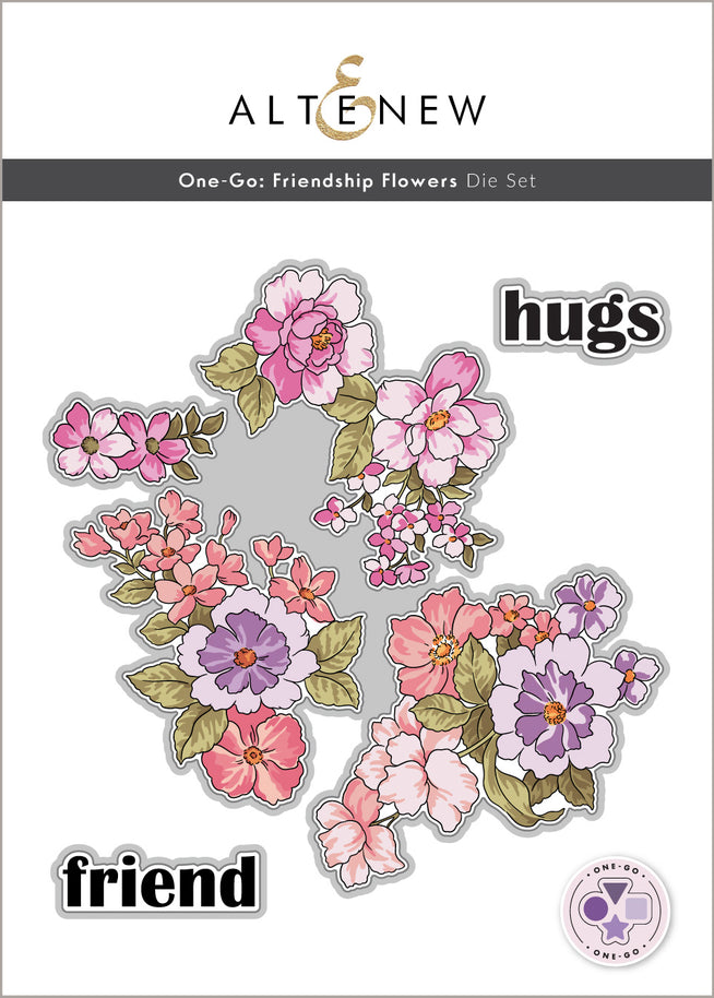 Altenew One-Go Friendship Flowers stamp, die, and stencil bundle with floral design for card making and crafting projects