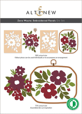 Altenew Zero-Waste Embroidered Florals die set with intricately designed floral cutouts for crafting and card making.