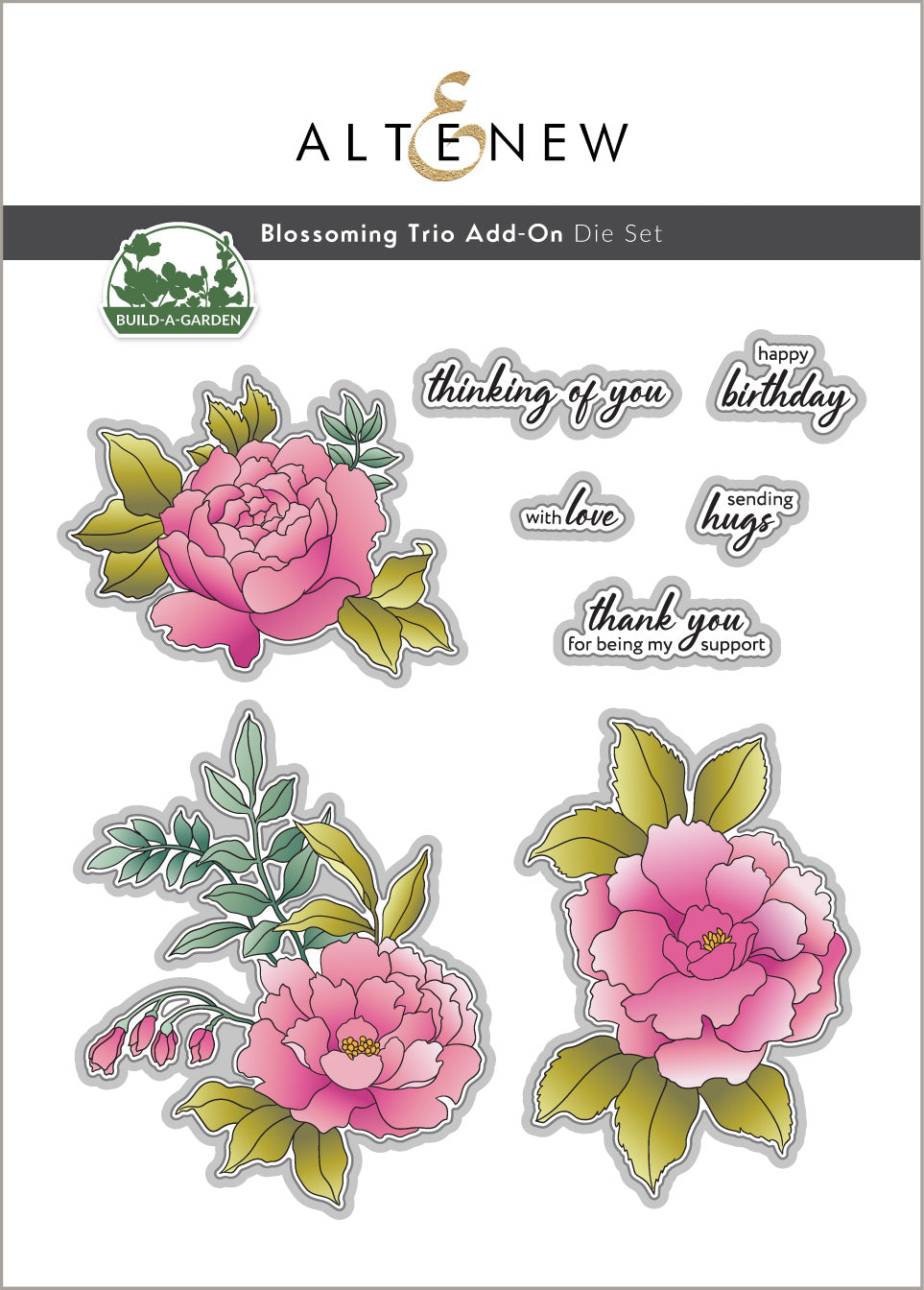 THREE 〈ハンドメイド〉 Build-A-Garden: Blossoming Trio Add-On Die Set | Altenew