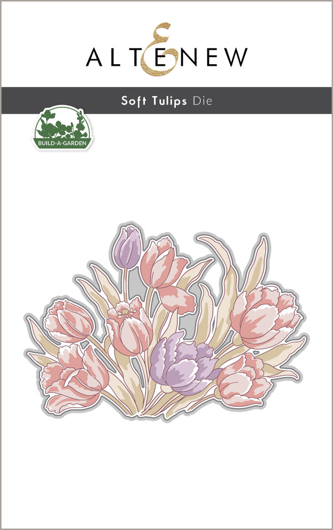 Build-A-Garden: Soft Tulips set by Altenew featuring colorful tulip die cuts for crafting and floral projects.