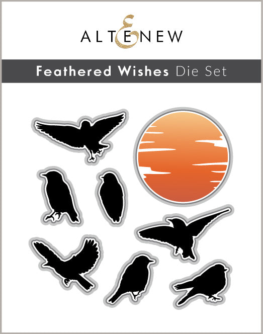 Altenew Feathered Wishes Die Set in a 3x5-inch release bundle for November 2026 full release, with intricate feather designs.