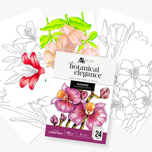 Botanical Elegance: Capture the Colors of Nature Alcohol Marker Coloring Sheets