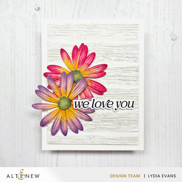 おすそ分けファイル♡ 春の新作スタンペリア・DAISY art♡A5サイズ♡ Lush Botanicals: African Daisy 3D Embossing Folder & Die Set | Altenew