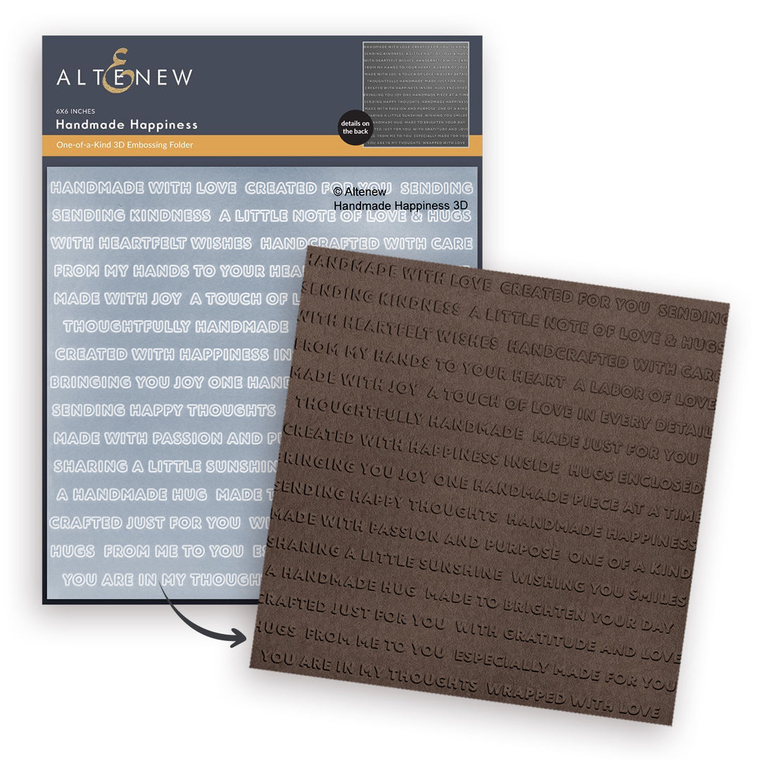 Embossed File Board Handmade Happiness 3D Embossing Folder | Altenew