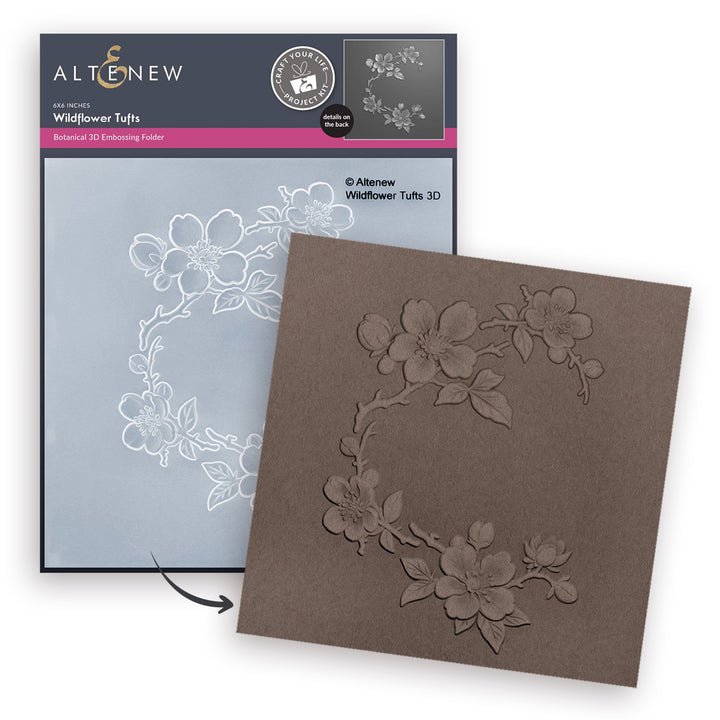 Altenew Craft Your Life Project Kit with wildflower tuft 3D embossing folder and add-on die bundle for floral crafting projects.