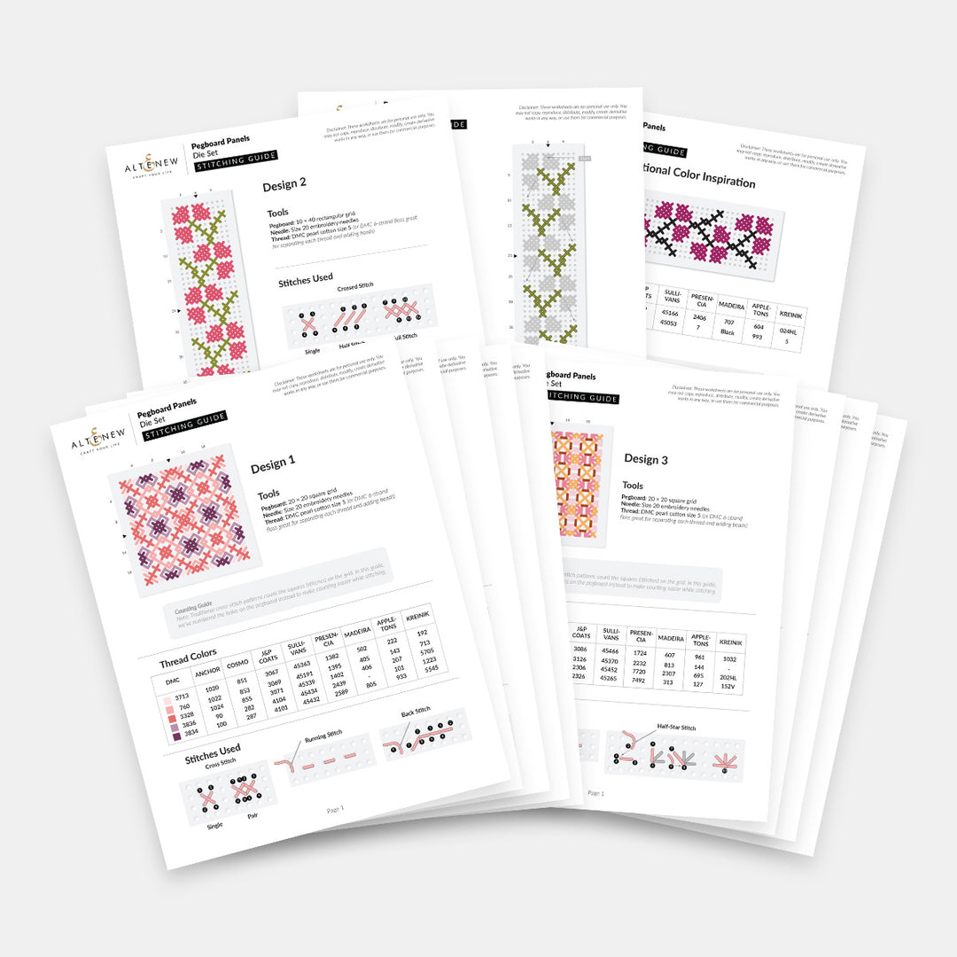 Pegboard Panels Stitching Guide (Printable) - Altenew