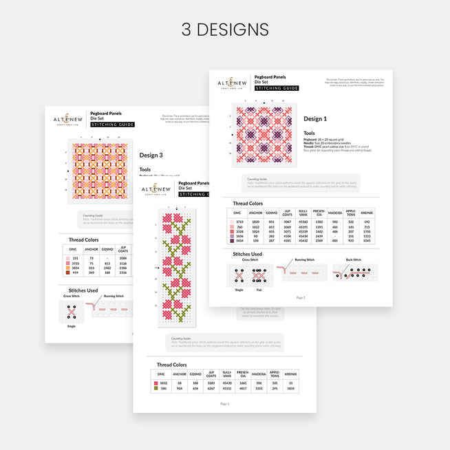Altenew Pegboard Panels Die Set with stitching guide, used for crafting and die-cutting projects with precise pegboard designs.
