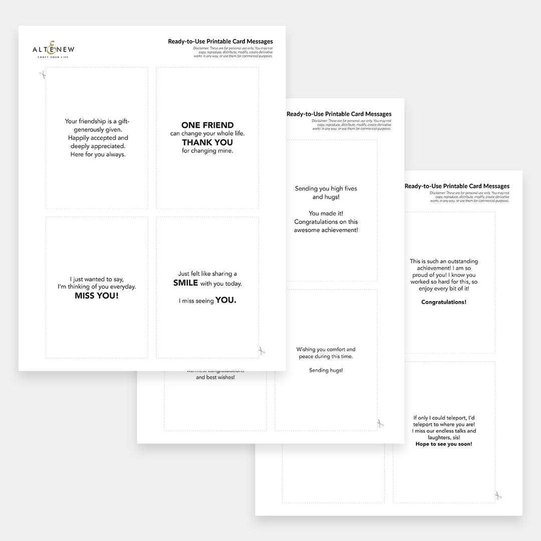 Ready-to-Use Printable Card Messages