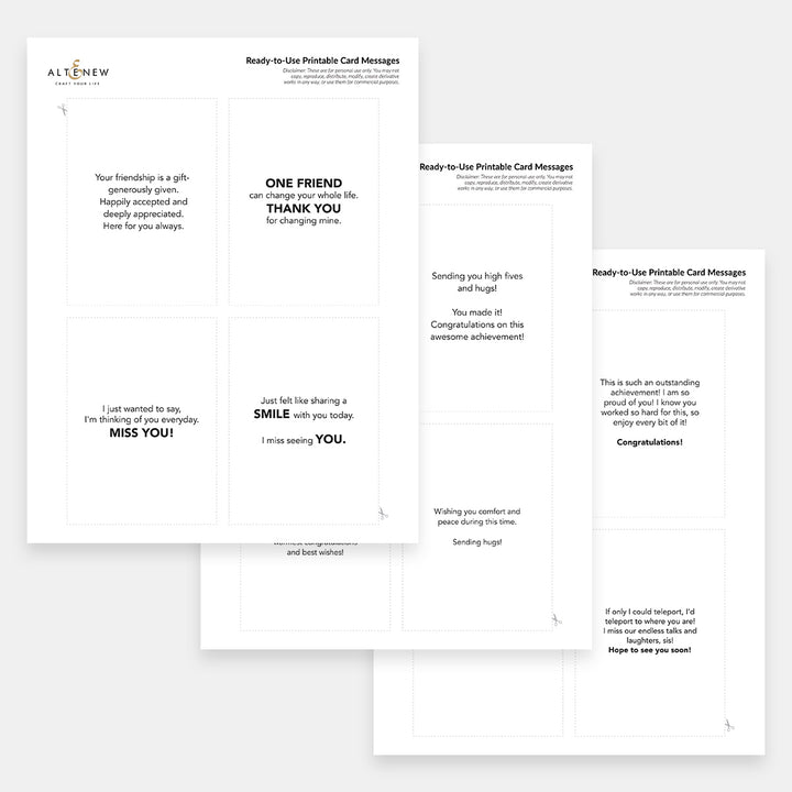 Ready-to-Use Printable Card Messages