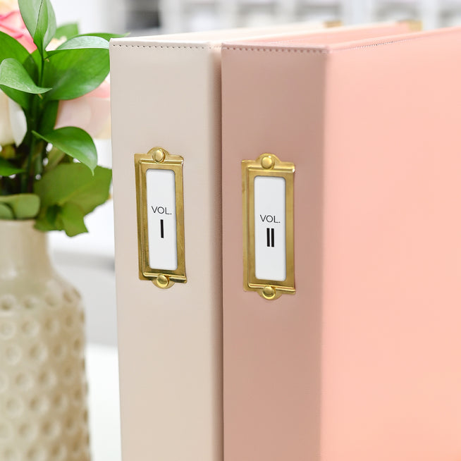 Printable 9x12 three-ring album organizational labels from Altenew, designed for easy sorting and filing of photo albums.