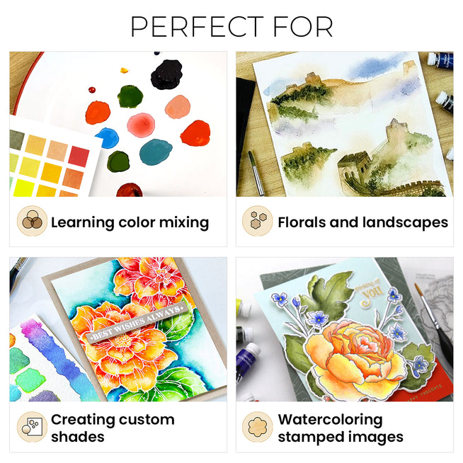 Altenew Split Primary Watercolor Bundle featuring vibrant watercolor paints and brushes for artistic projects.