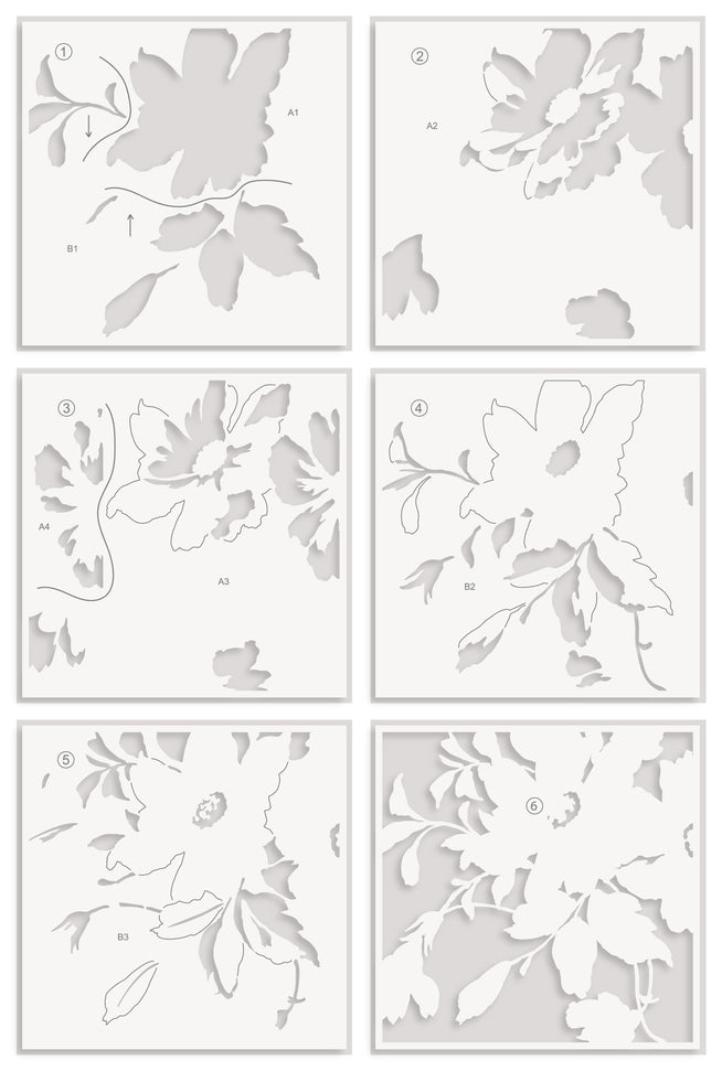 Altenew Craft Your Life Project Kit: Expressive Flora with a 6-in-1 layering stencil set for floral craft projects.