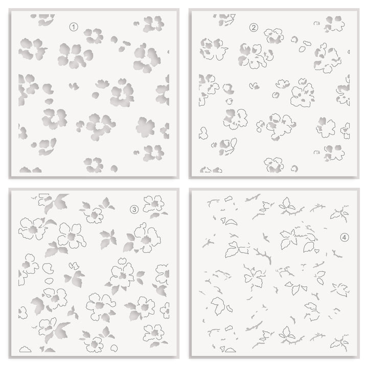 Altenew Craft Your Life Project Kit with Wildflower Tufts stencil set, featuring four designs for floral crafting projects.