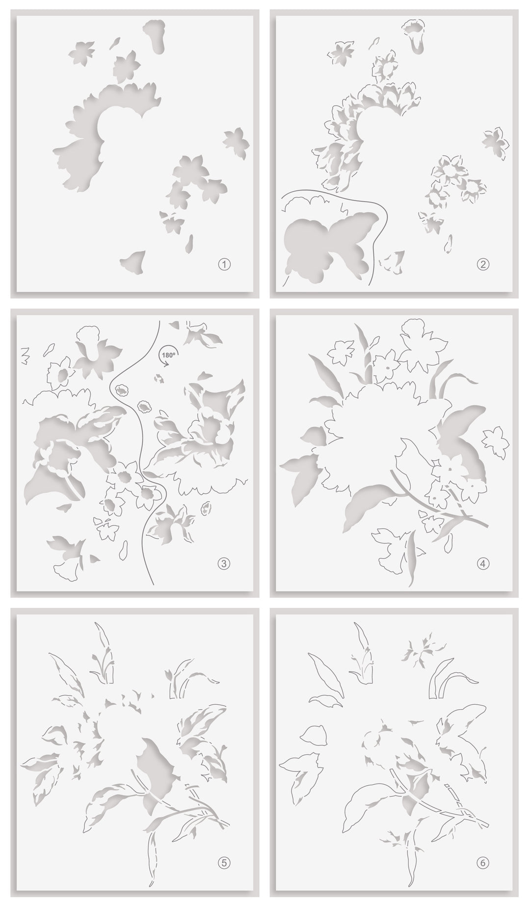 Altenew Bowl of Beauty Layering Stencil Set, 6-in-1 stencil set featuring intricate floral designs for art projects.