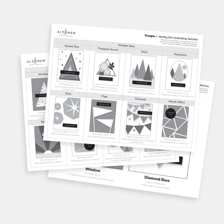 Printable Nesting Card Sketches: Triangles - Altenew