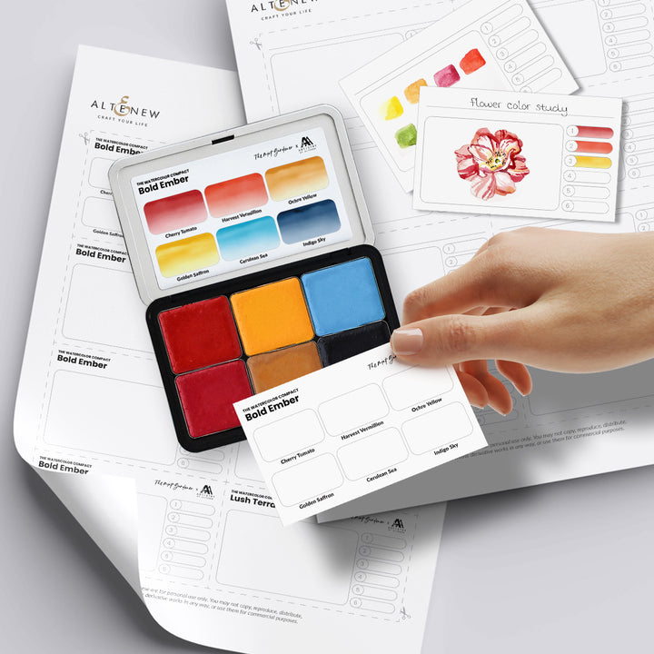 Watercolor Compact Palette Swatch Cards (Bold Ember & Lush Terra) - Altenew