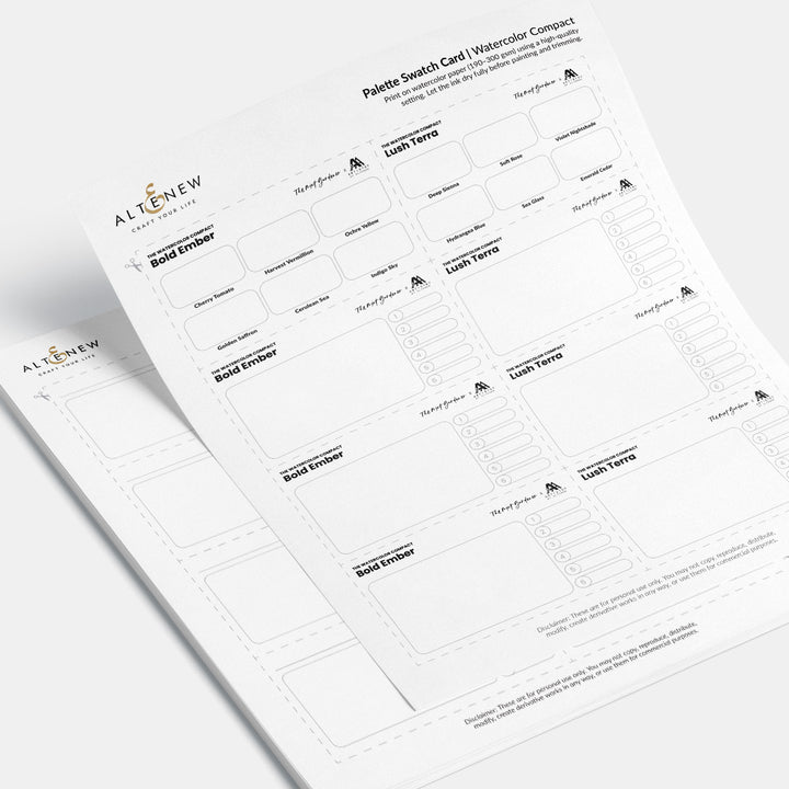 Watercolor Compact Palette Swatch Cards (Bold Ember & Lush Terra) - Altenew