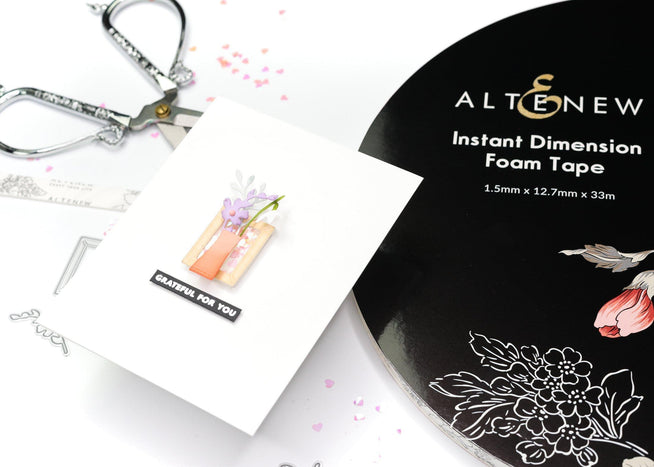 Altenew Instant Dimension Foam Tape, 1/16" x 1/2" x 33m, adhesive foam tape with raised dimension for crafts and projects.