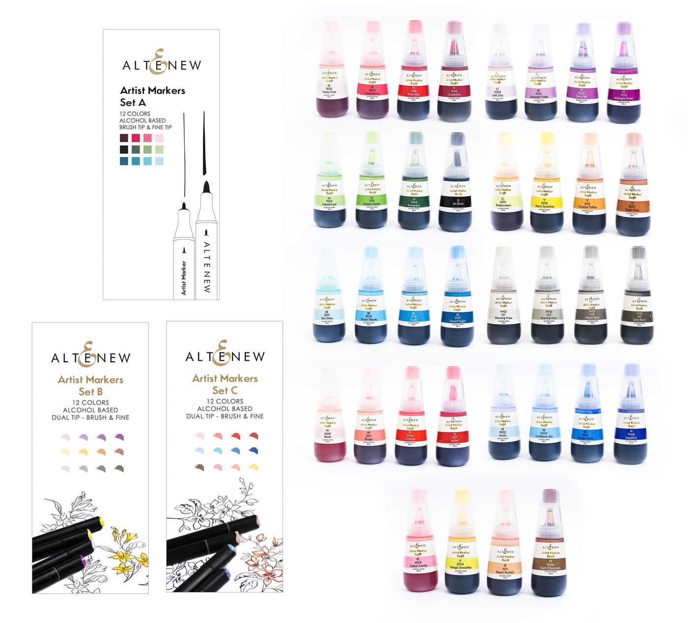 Altenew Alcohol Marker & Alcohol Ink Bundle Artist Alcohol Markers & Alcohol Ink Bundle (36 Colors)