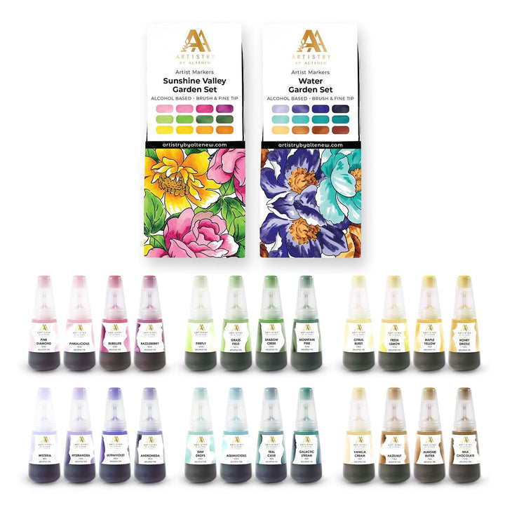 Nature's Views Artist Alcohol Markers & Alcohol Ink Bundle (24 Colors)