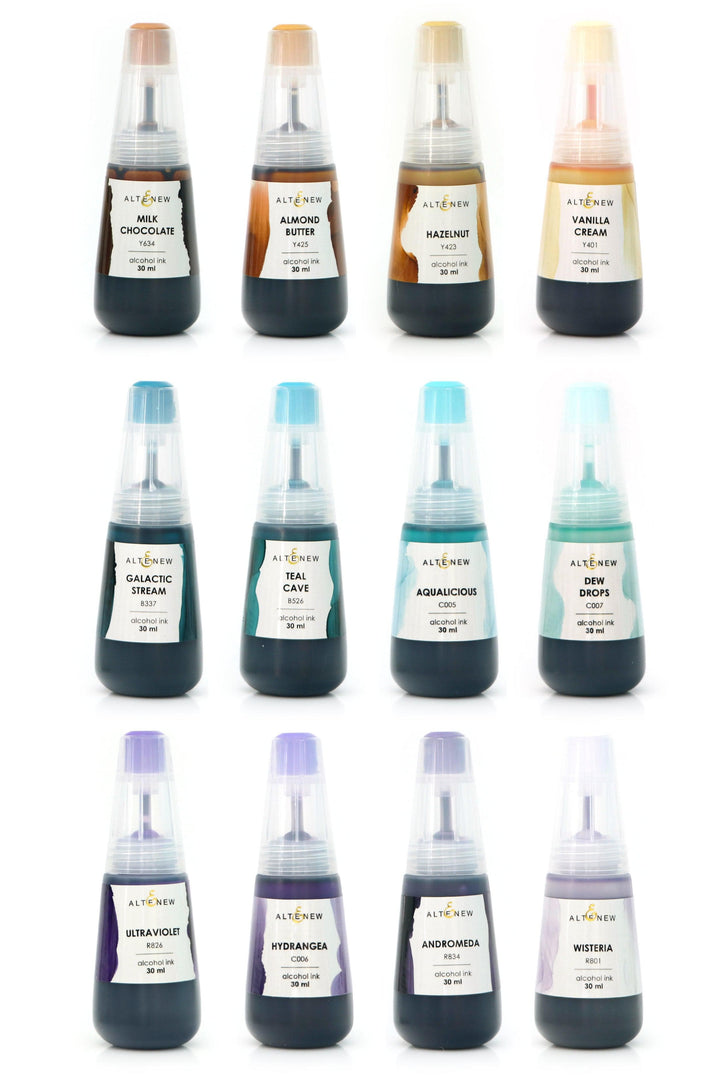 Altenew Water Garden Bundle with 12 artist alcohol markers and ink in vibrant colors, perfect for watercolor and mixed media art.