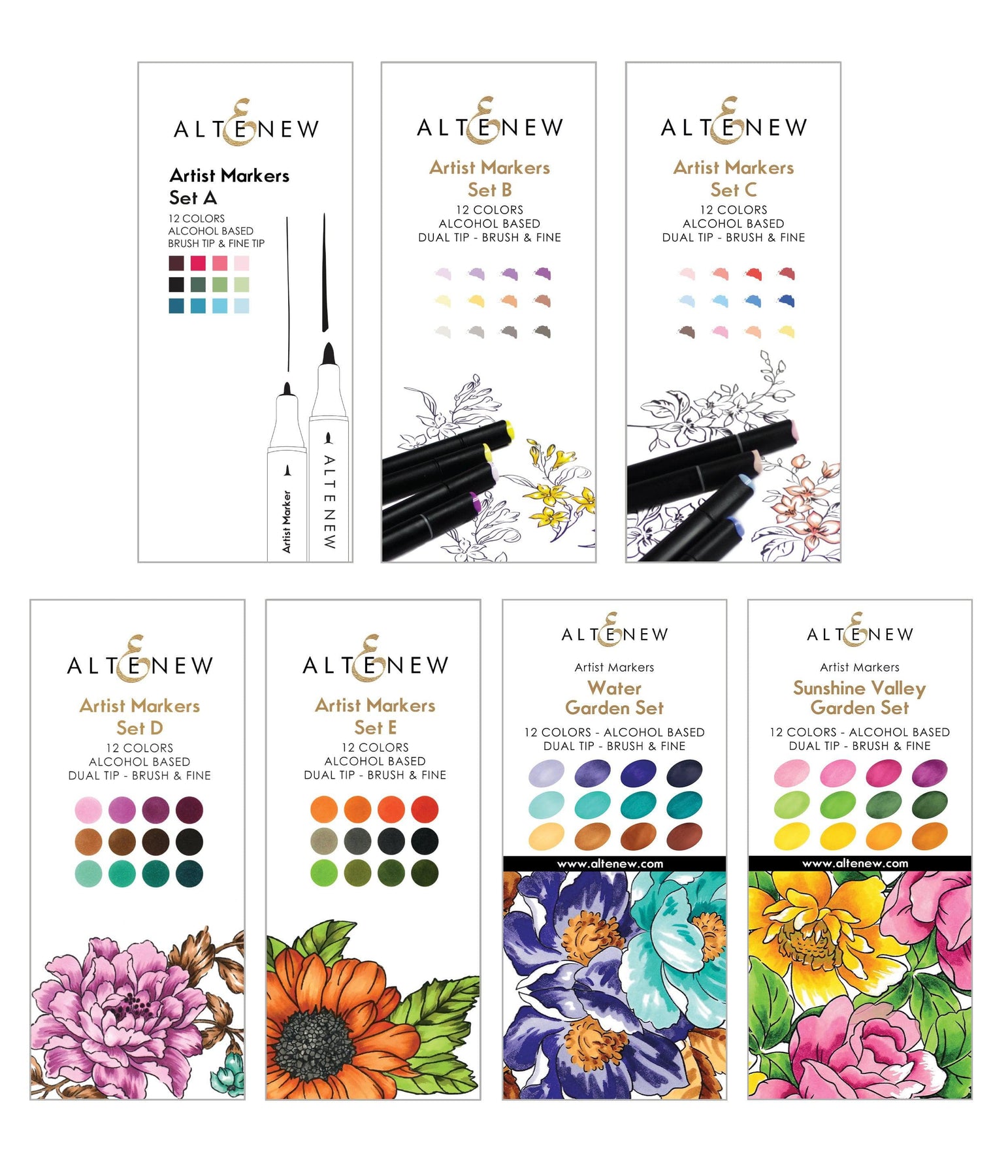 Medium Tip Art Supply Bundle: Colored & White Marker Sets