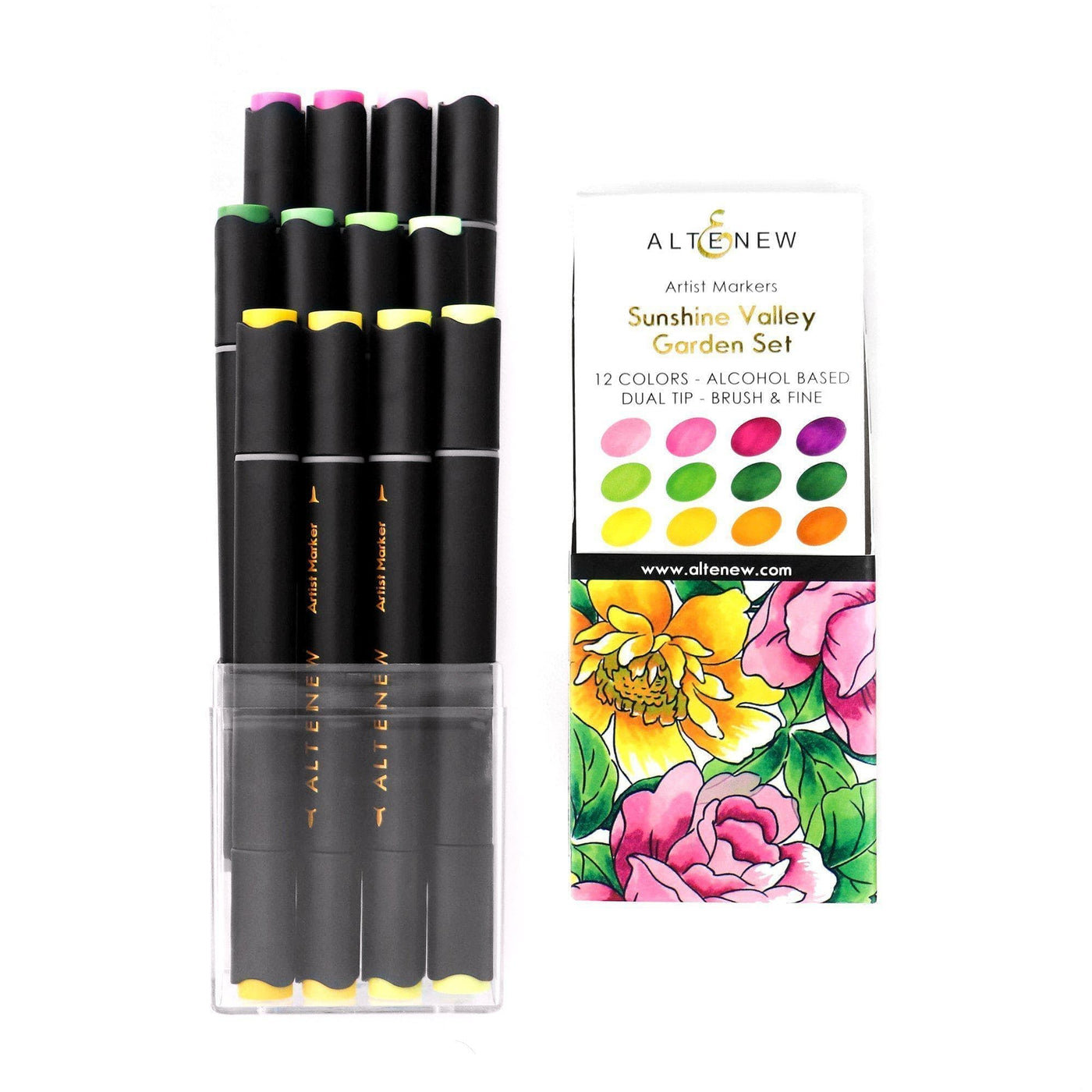Altenew Artist Alcohol Markers Set F & Exotic Blooms Adult Marker Coloring  Book Bundle