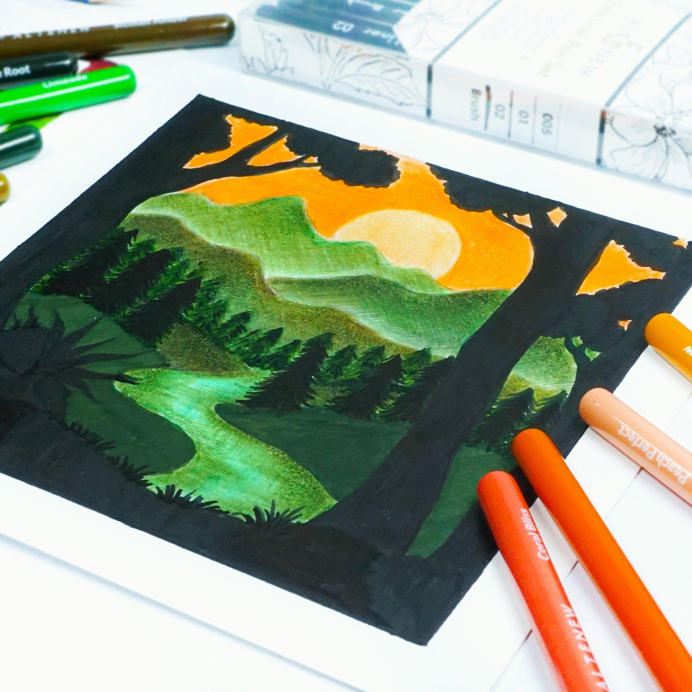 Artist Alcohol Markers Green Fields Set