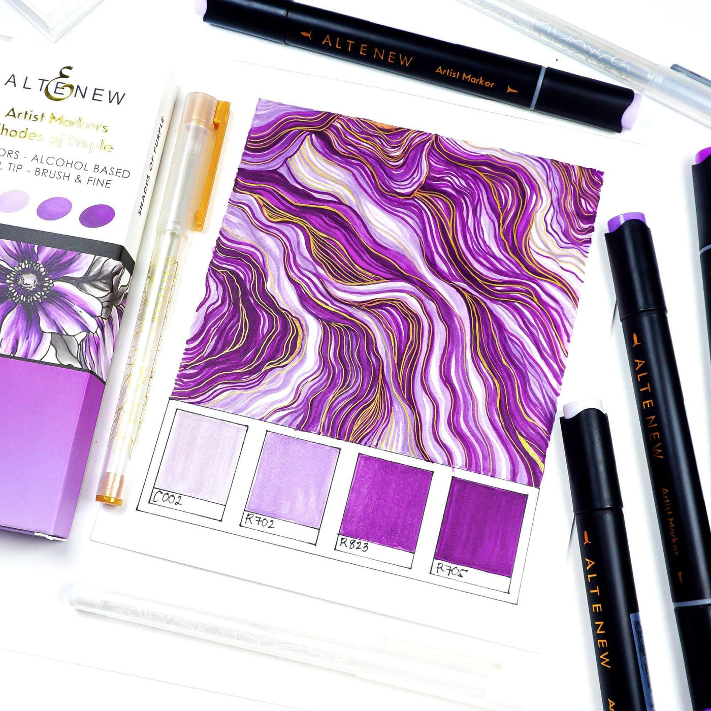 Artist Alcohol Markers Shades of Purple Set
