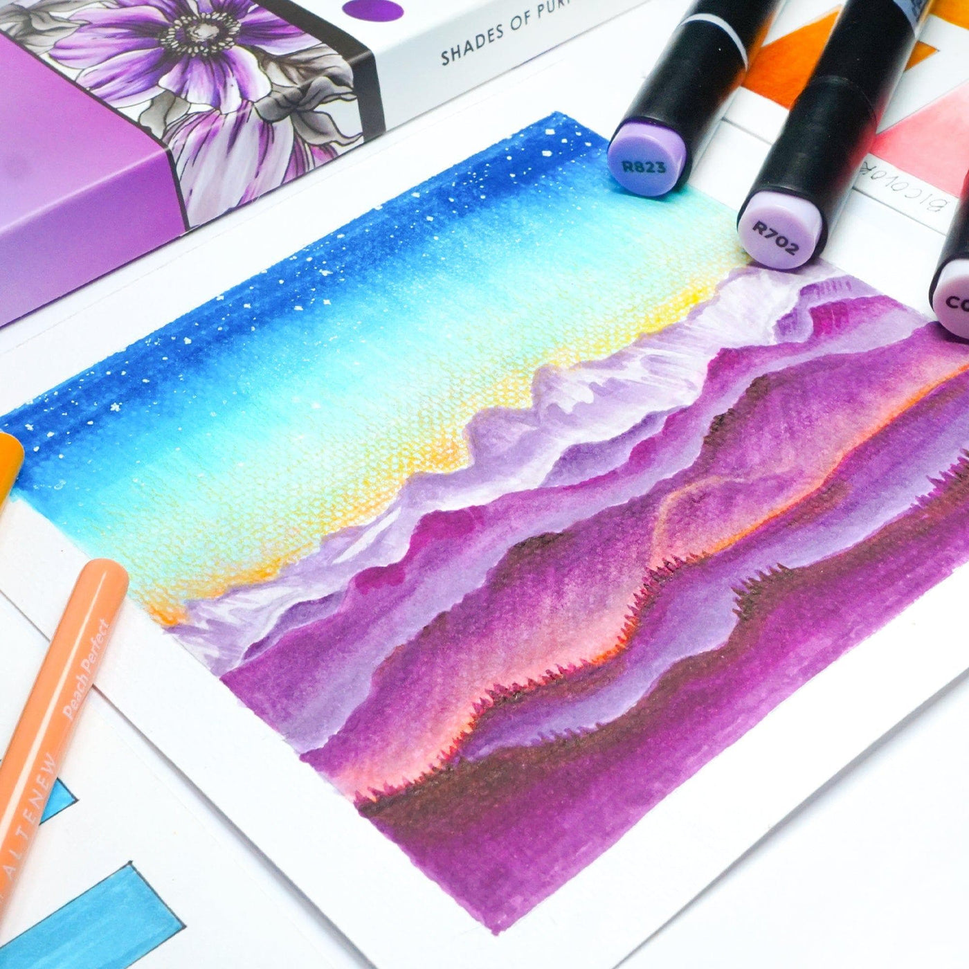 Artist Alcohol Markers Shades of Purple Set