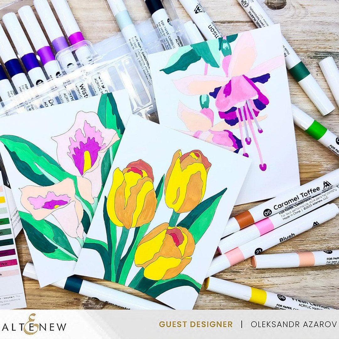 Acrylic Marker Set & Color-by-Number Sheets Bundle