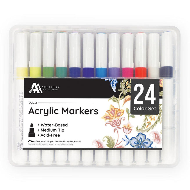 Altenew Ultimate Acrylic Marker Duo set with two vibrant acrylic markers for artists and crafters on white background.