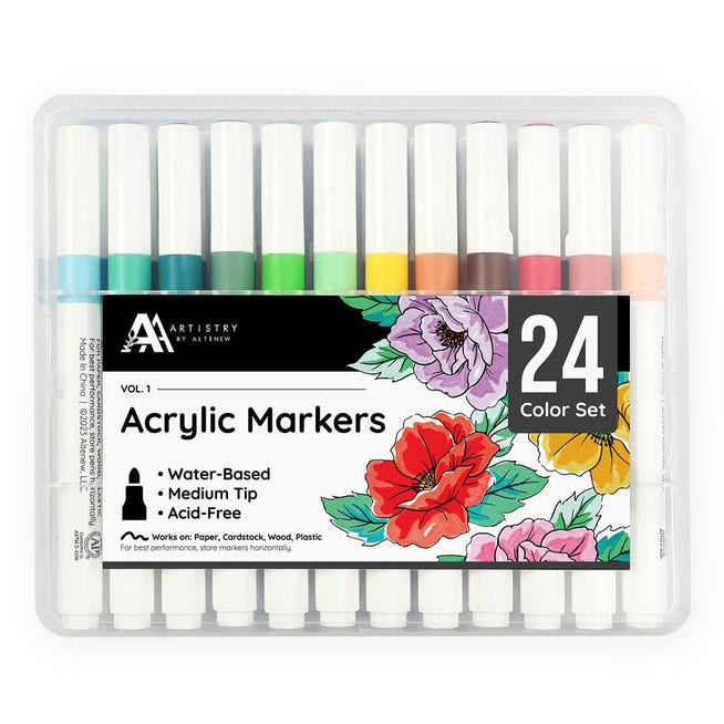 Altenew Ultimate Acrylic Marker Duo set with two vibrant acrylic markers for art projects on a white background.