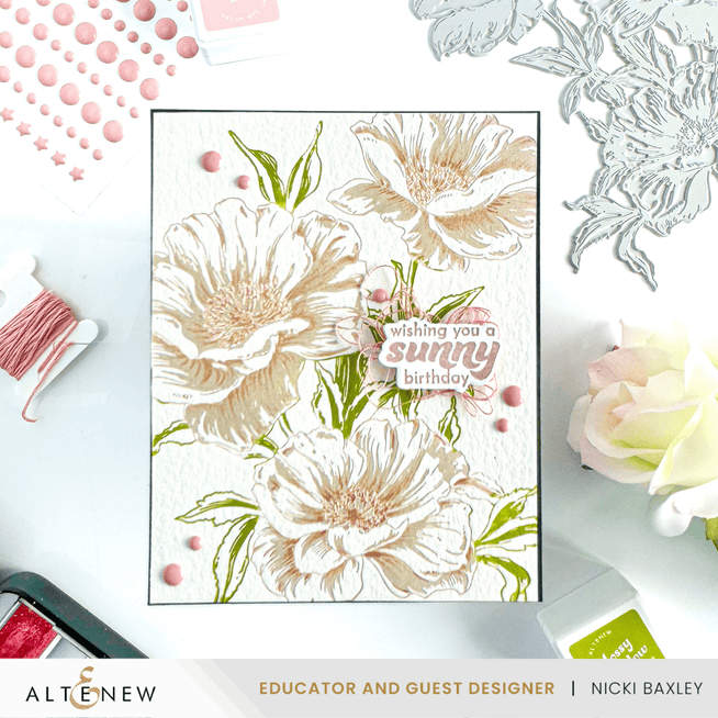 Altenew Flourishing Florals & Foliage Betterpress Plate Bundle with detailed floral and foliage designs for crafting projects.