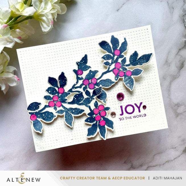 Altenew Berry Whisper Betterpress Press Plates for foil and plate crafts, featuring intricate berry and floral designs.