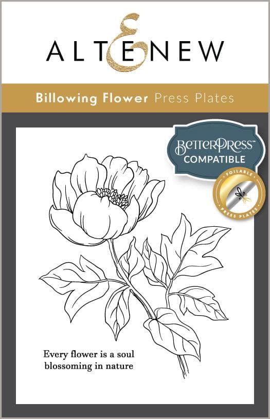 Altenew Betterpress Billowing Flower Press Plates and Foil Plates for crafting and embossing projects.
