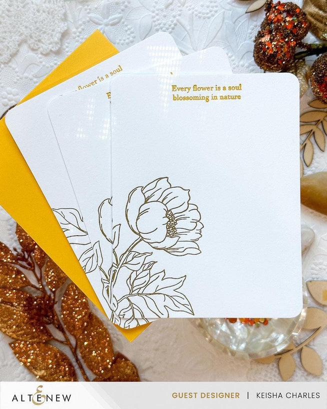Altenew Betterpress Billowing Flower Press Plates set featuring floral foil plates for crafting and embossing projects.