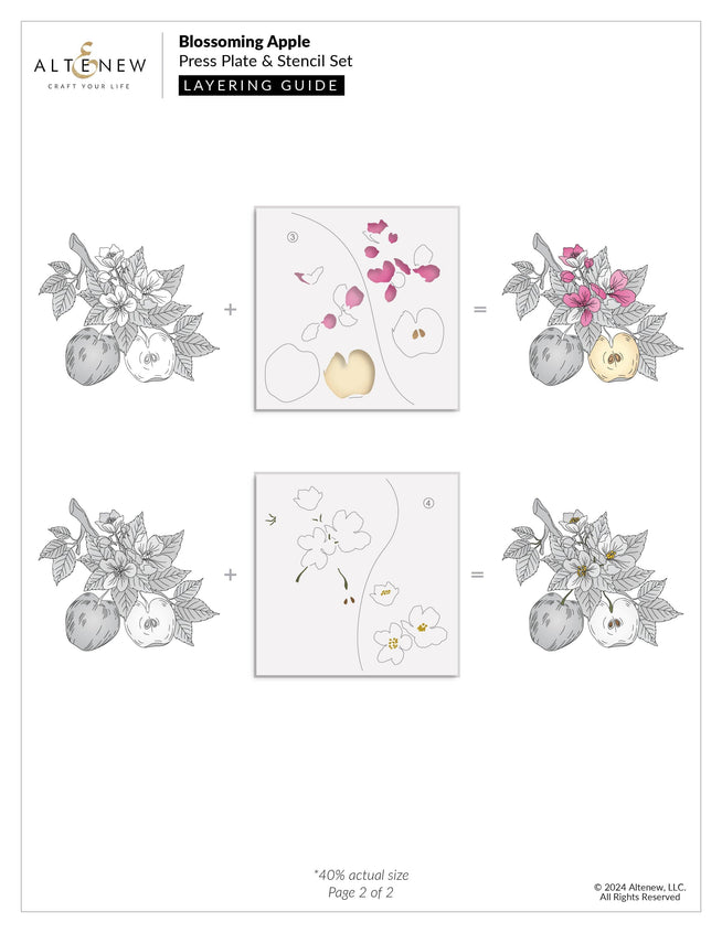 Altenew Betterpress Blossoming Apple Press Plates set with metal foils for creating detailed apple blossom designs in craft projects.