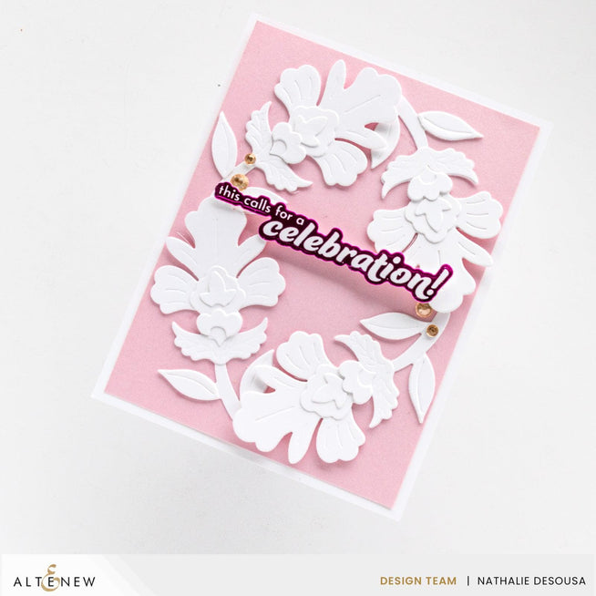 Altenew Celebration Sentiments Betterpress Plates set with floral and greeting designs for card making and crafts.