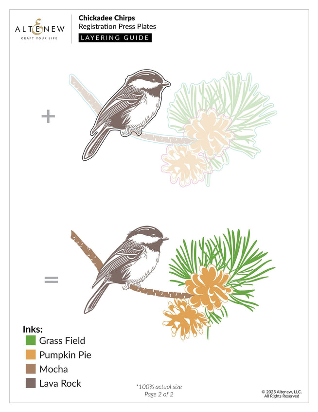 Altenew Chickadee Chirps Betterpress registration press plates and foil plates for crafting and printing projects.