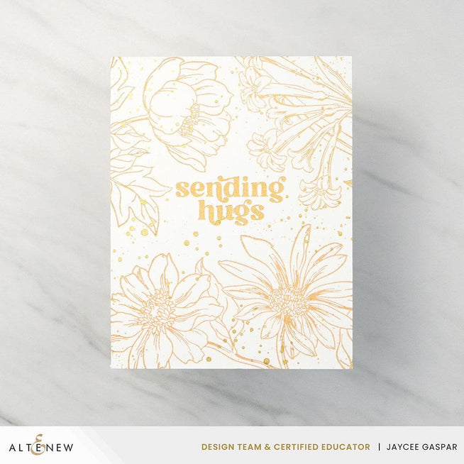 Altenew Classical Sentiments Betterpress Press Plates set with elegant script and decorative designs for card making and crafts.