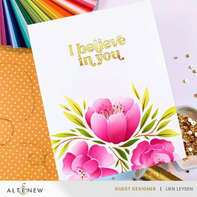 Altenew Classical Sentiments Betterpress Plate set with intricate floral and sentiment designs for stamping projects.