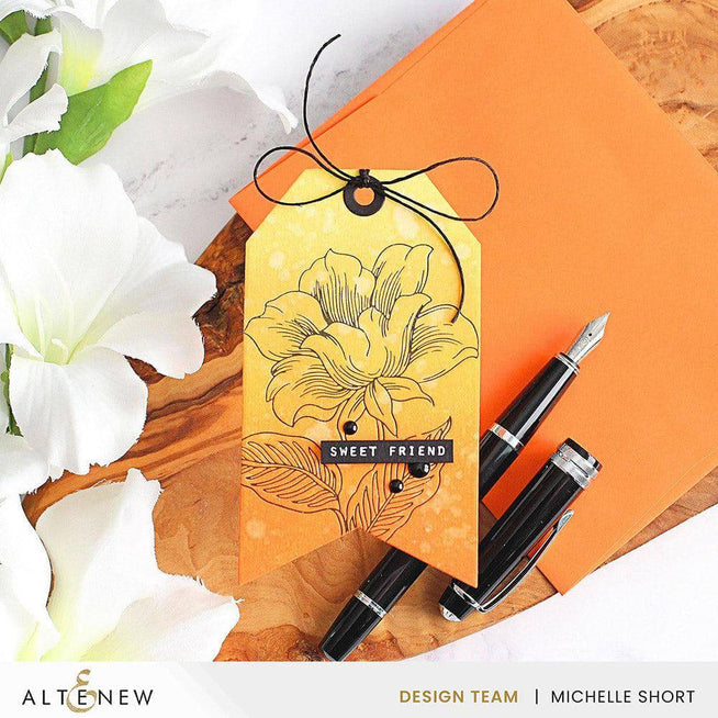 Altenew Dainty Flower Garden Betterpress Plate Set featuring intricate floral designs for crafting and stamping projects.