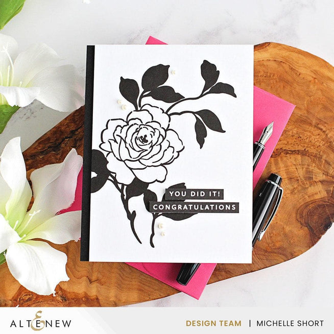 Altenew Enchanted Roses Betterpress Press Plate Set with detailed rose designs for stamping and crafting projects.