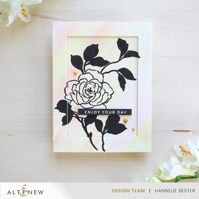 Altenew Enchanted Roses Betterpress Plates set with pressed rose design for crafting and card making projects.