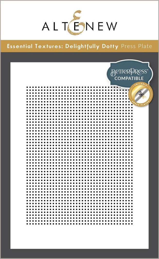 Altenew Betterpress Essential Textures Delightfully Dotty Press Plate with dotted pattern for creative paper crafting and embossing.