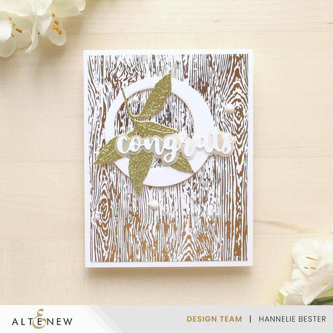 Altenew Betterpress Essential Textures Fine Woodgrain Press Plates and Foil Plates for printing and craft projects.